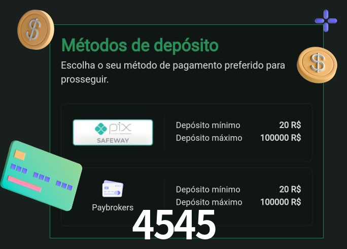 O cassino 4545 oferece uma grande variedade de métodos de pagamento